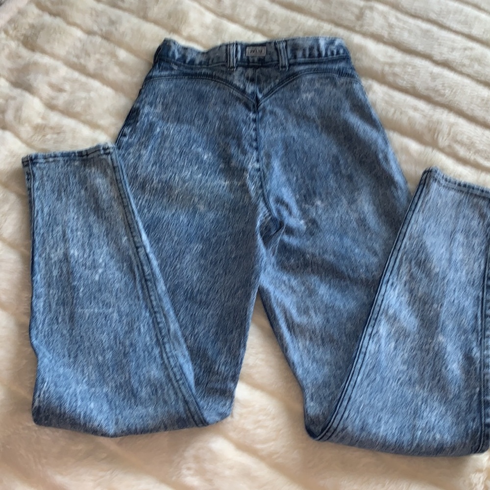 Vtg 80s Pulse acid wash Extreme high waist Skinny Stretch denim Jeans 25 waist
